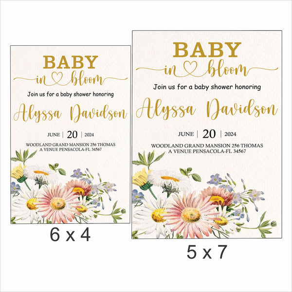 Baby In Bloom Theme Baby Shower E- Invite/Printed Invitation Card