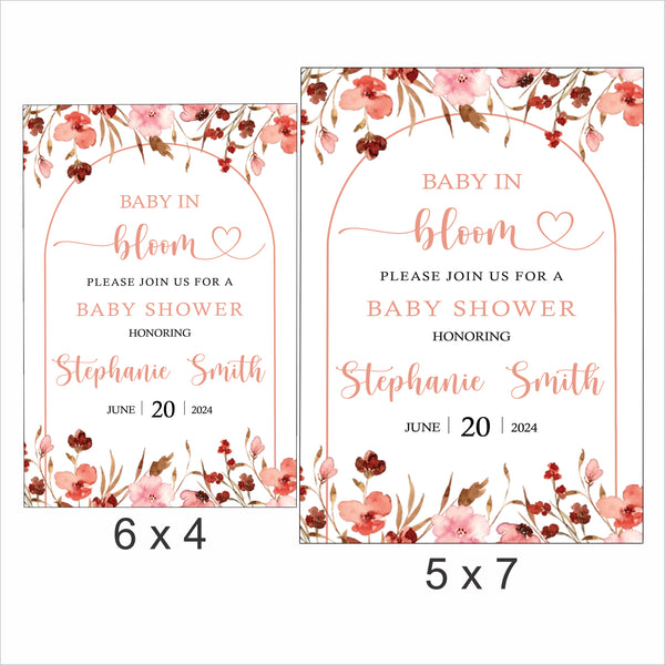 Baby In Bloom Theme Baby Shower E- Invite/Printed Invitation Card