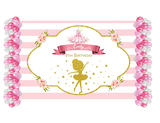 Ballerina Birthday Party Decoration Kit With Personalized Backdrop.