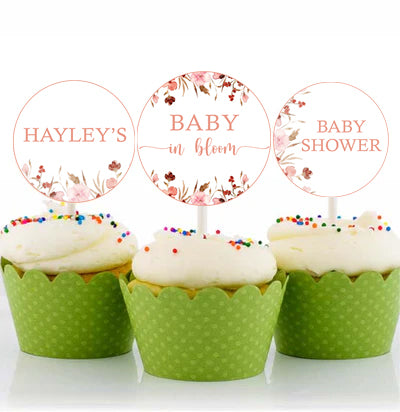 Baby In Bloom Theme Baby Shower Party Cupcake Toppers for Decoration (Copy)