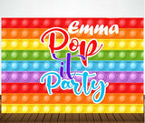 Pop It Birthday Party Personalized Backdrop.