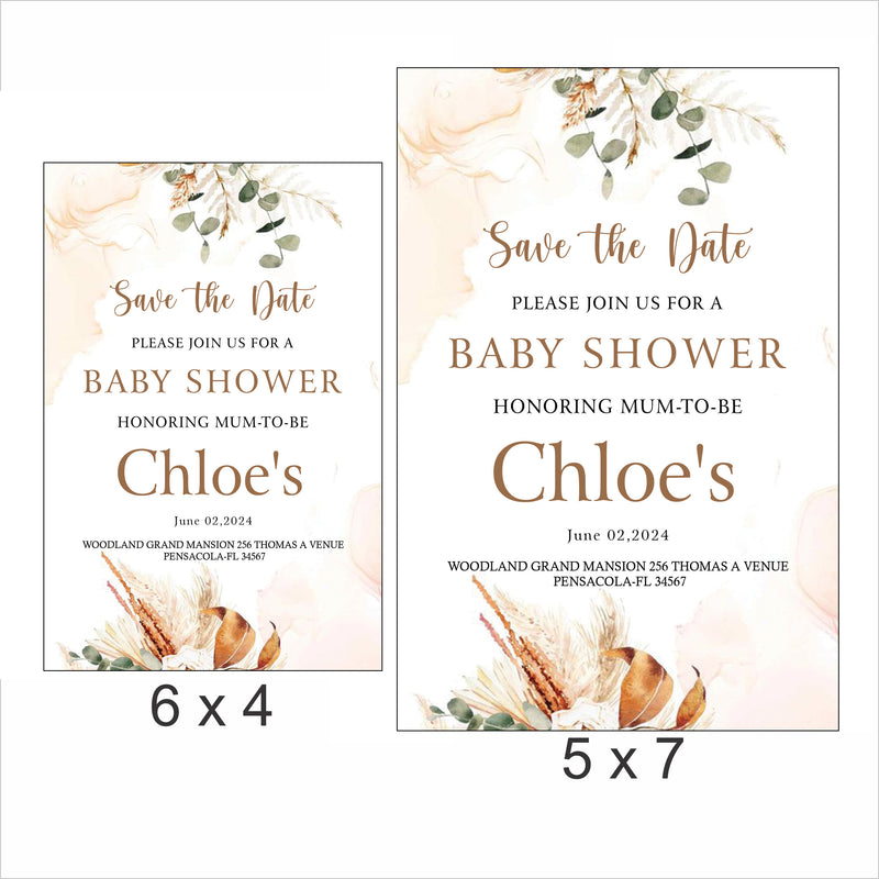 Boho Theme Baby Shower E- Invite/Printed Invitation Card