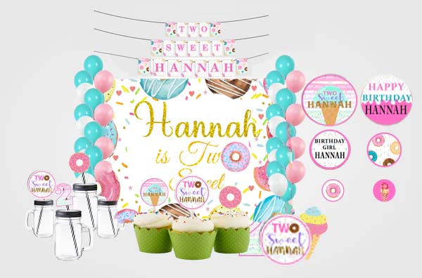Two Sweet Birthday Complete Personalize Party Kit