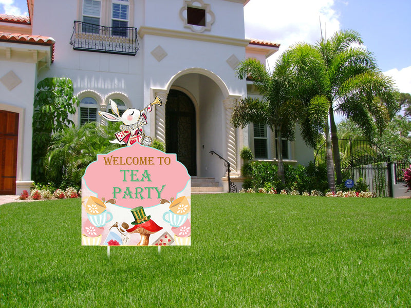 Tea Party Theme Birthday Party Yard Sign/Welcome Board