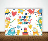 Robot Birthday Party Personalized Backdrop.