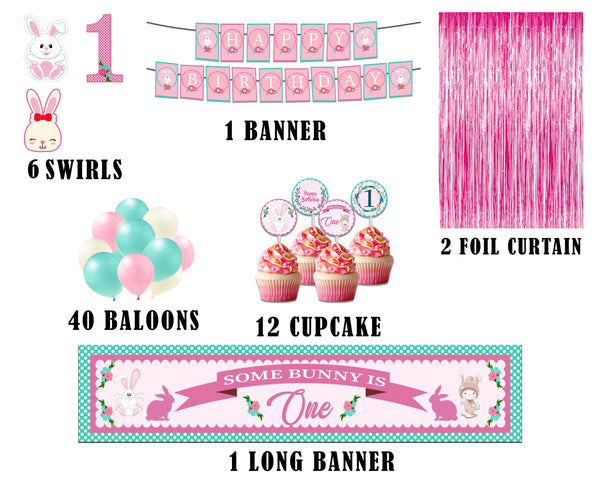 Bunny Birthday Party Decoration Kit - Personalized