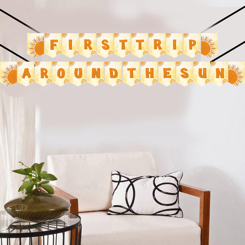 First Trip Around The Sun Theme  Birthday Party Banner for Decoration