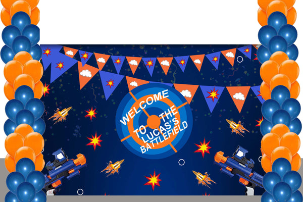 Battlefield Birthday Party Decoration Kit With Personalized Backdrop.