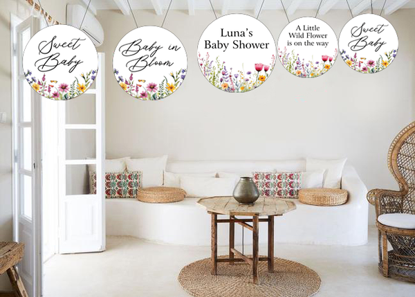 Wild Flower Theme Baby Shower Party Theme Hanging Set for Decoration