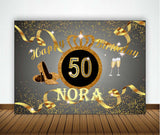 50th Theme Birthday Party Personalized Backdrop.