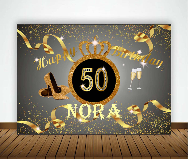 50th Theme Birthday Party Personalized Backdrop.