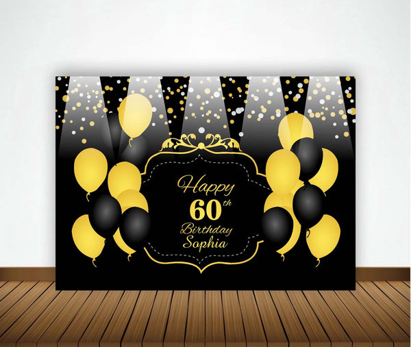 60th Theme Birthday Party Personalized Backdrop