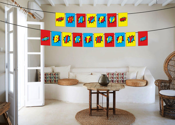 Super Hero Theme  Birthday Party Banner for Decoration