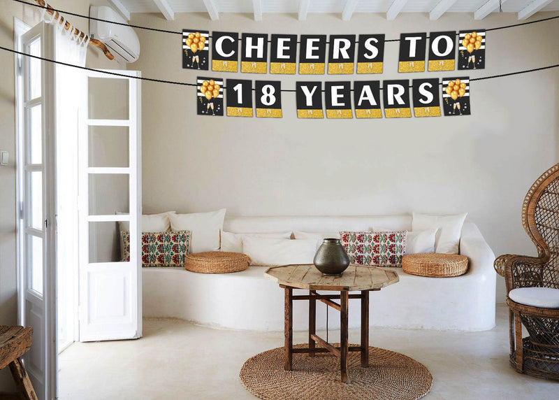 Cheers to 18th Birthday Party Banner for Decoration