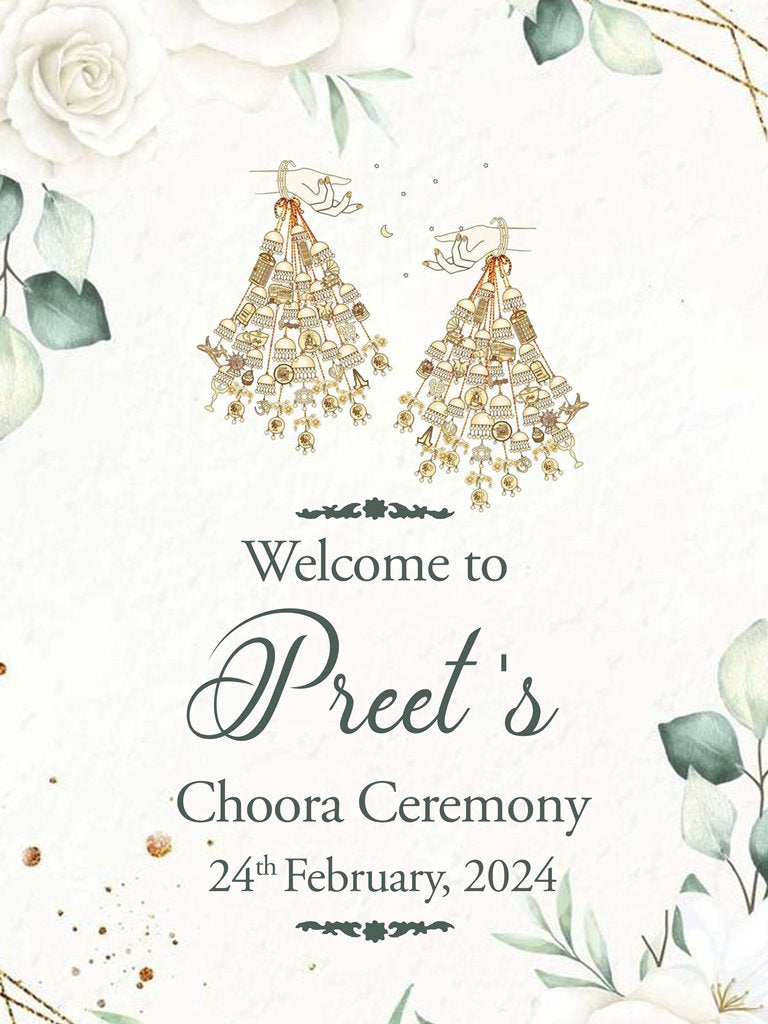 Choora Ceremony Signage or Welcome Board for Decoration