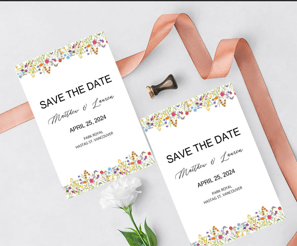 Wild Flower Save the date  E- Invite/Printed Invitation