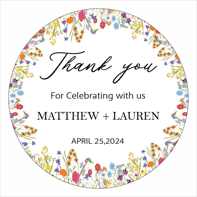 Wild Flower Theme Wedding Thank You Tag Favor /Stickers