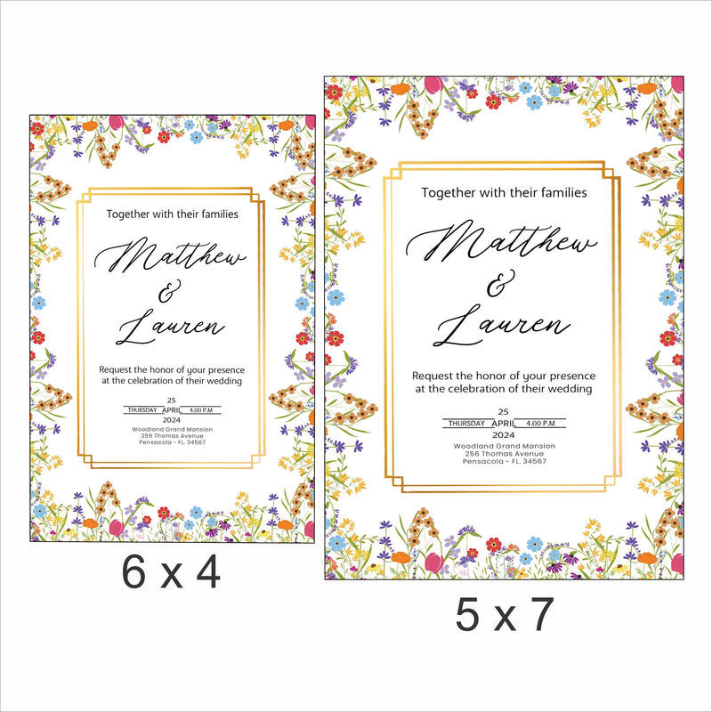 Wild Flower Wedding  E- Invite/Printed Invitation Card