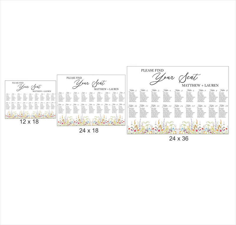 Wild Flower Theme Wedding Find your Seat Sitting Layout