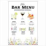 Wild Flower Theme Wedding Signature Cocktails Menu Sign