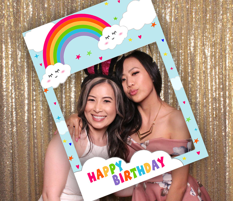 Rainbow Theme Birthday Party Selfie Photo Booth Frame