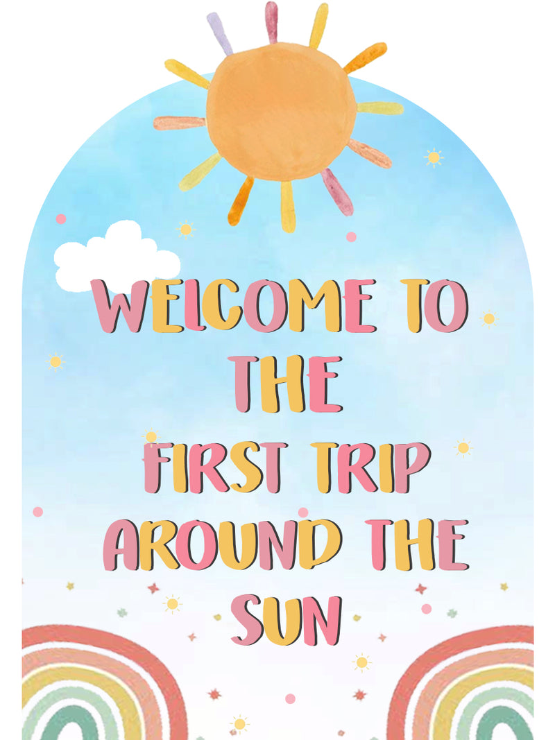 First Trip Around The Sun Theme Birthday Party Yard Sign/Welcome Board.