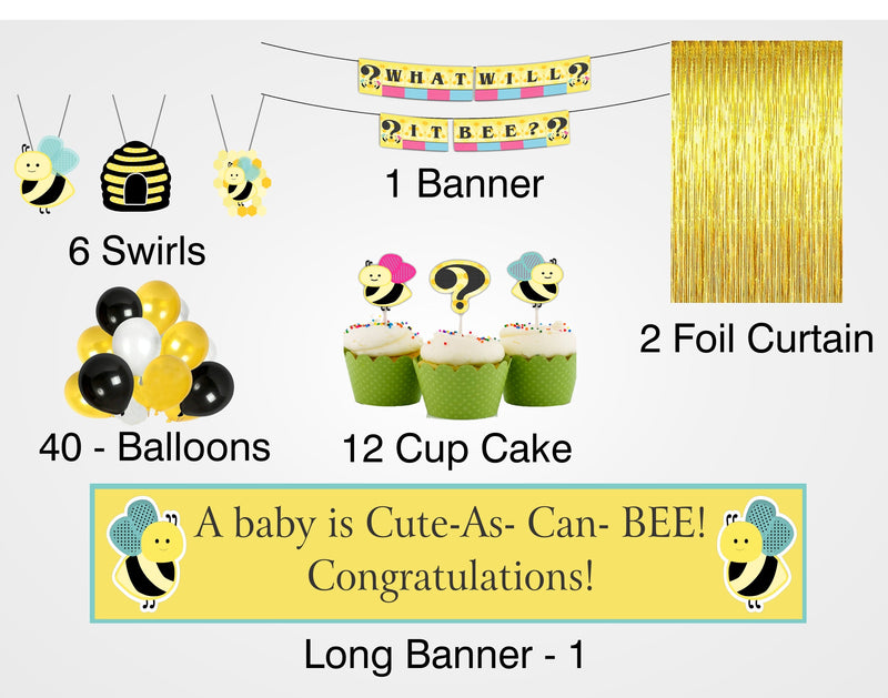 "What It Will Bee" Baby Shower Party Decoration Kit