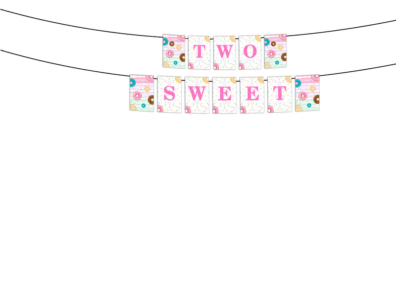 Two Sweet Theme Birthday Party Banner for Decoration