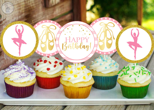 Ballerina Birthday Party Cupcake Toppers for Decoration