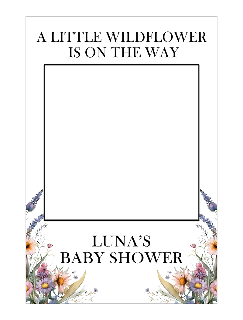 Wild Flower Theme Baby Shower Party Selfie Photo Booth Frame