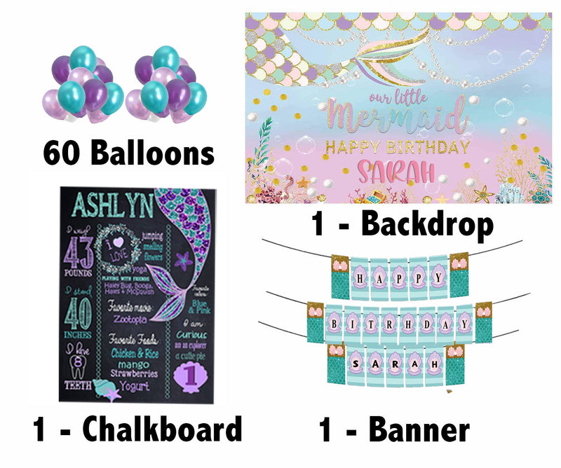 Little Mermaid Theme Birthday Party Personalized Multi-Saver Combo.