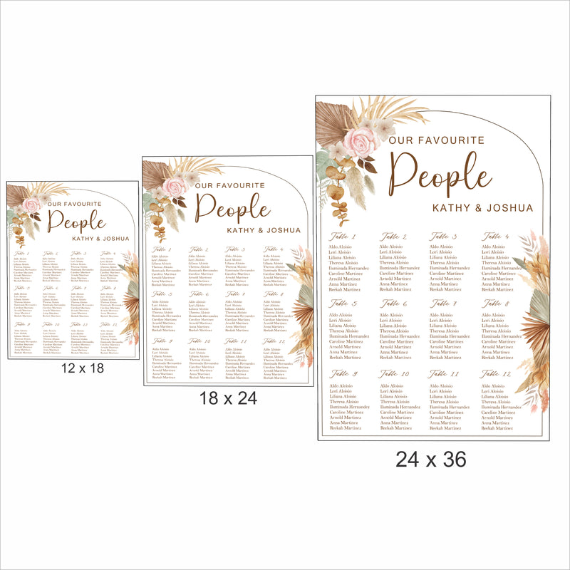 Pampas Grass Wedding Find your Seat Sitting Layout