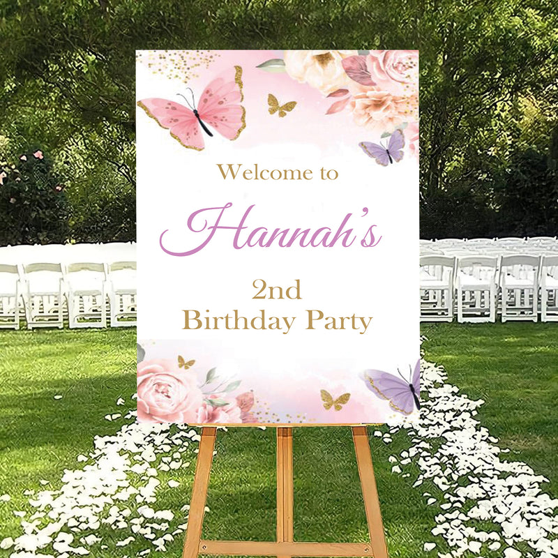 Butterfly Theme Birthday Party Yard Sign/Welcome Board