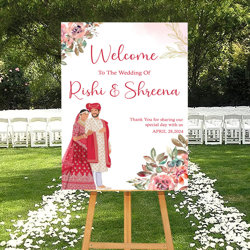 Indian Wedding Ceremony Welcome Board for Decoration