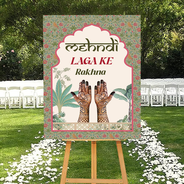 Mehndi Ceremony Signage or Welcome Board for Decoration