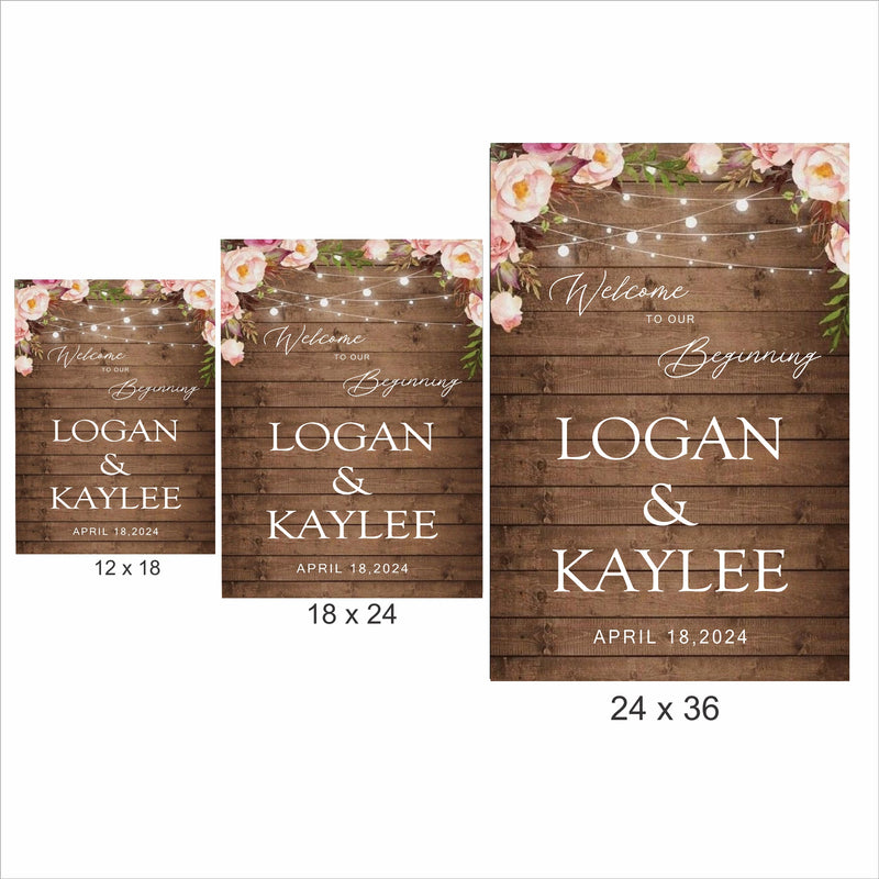 Rustic Theme Wedding Welcome Sign Board for Decoration