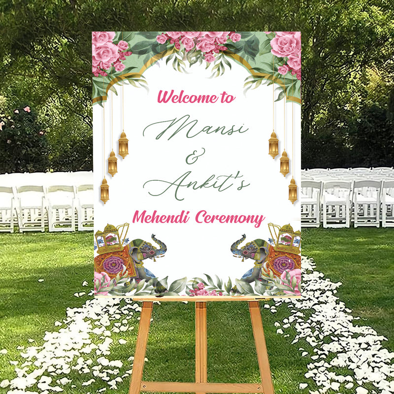 Mehndi Ceremony Signage or Welcome Board for Decoration