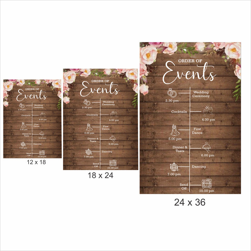 Rustic Theme Wedding Day Timeline Board