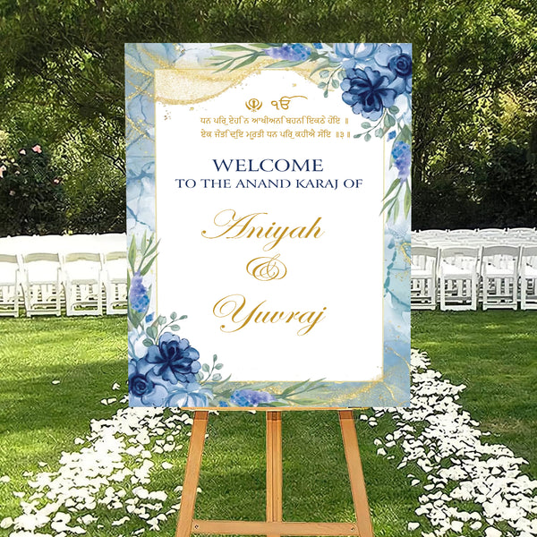 Indian Punjabi Wedding Anand Karaj  Ceremony Welcome Board for Decoration