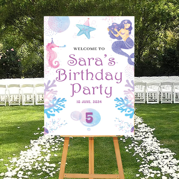 Mermaid Theme Birthday Party Yard Sign/Welcome Board