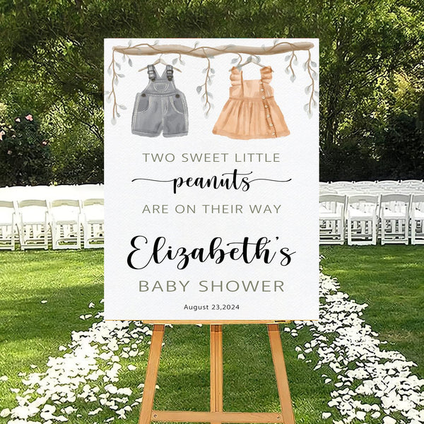 Twins Baby Shower Welcome Board Sign for Decoration