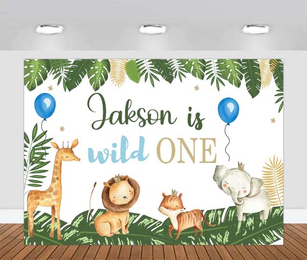 Wild One Birthday Party Personalized Backdrop.