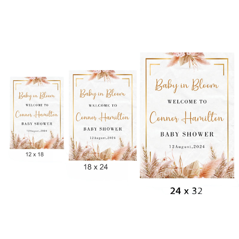 Baby in Bloom Baby Shower Welcome Board Sign for Decoration