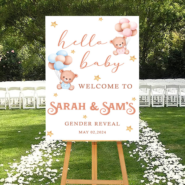 Baby Shower Gender Reveal Welcome Board Sign for Decoration