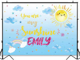 Sunshine Theme Birthday Party Personalized Backdrop.