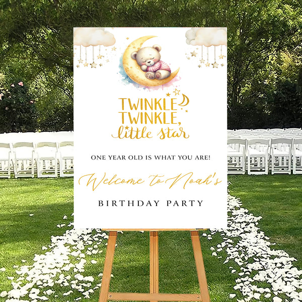 Twinkle Twinkle Little Star Theme Birthday Party Yard Sign/Welcome Board.
