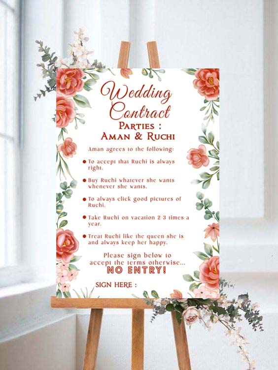 Wedding  Contract / Bridal Party Welcome Signage