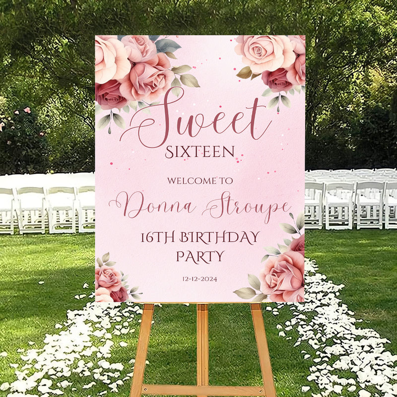 16th Theme Birthday Party Yard Sign/Welcome Board