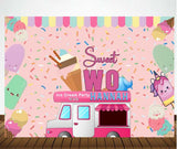 Two Sweet Birthday Party Personalized Backdrop