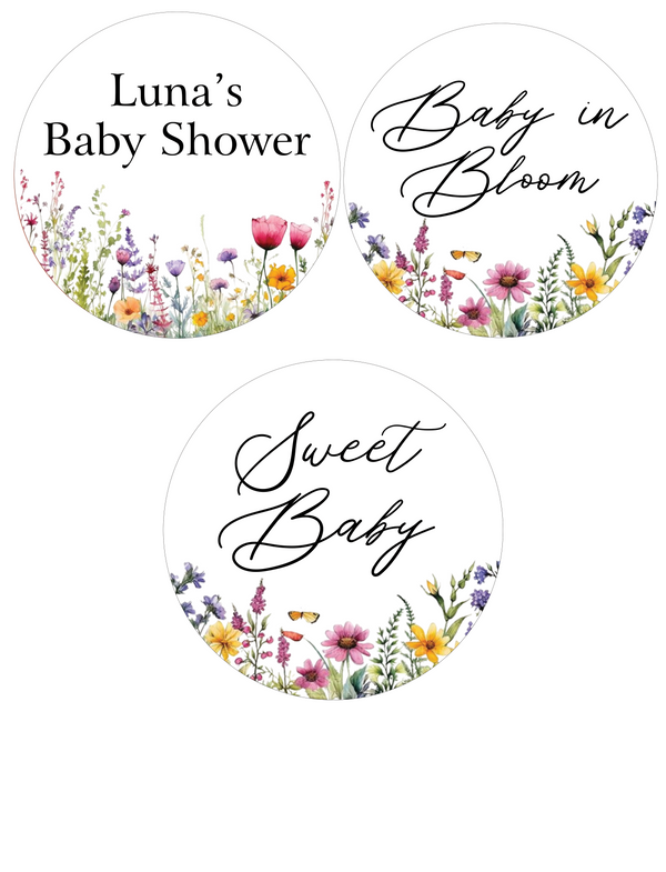 Wild Flower Theme Baby Shower Party Cupcake Toppers for Decoration